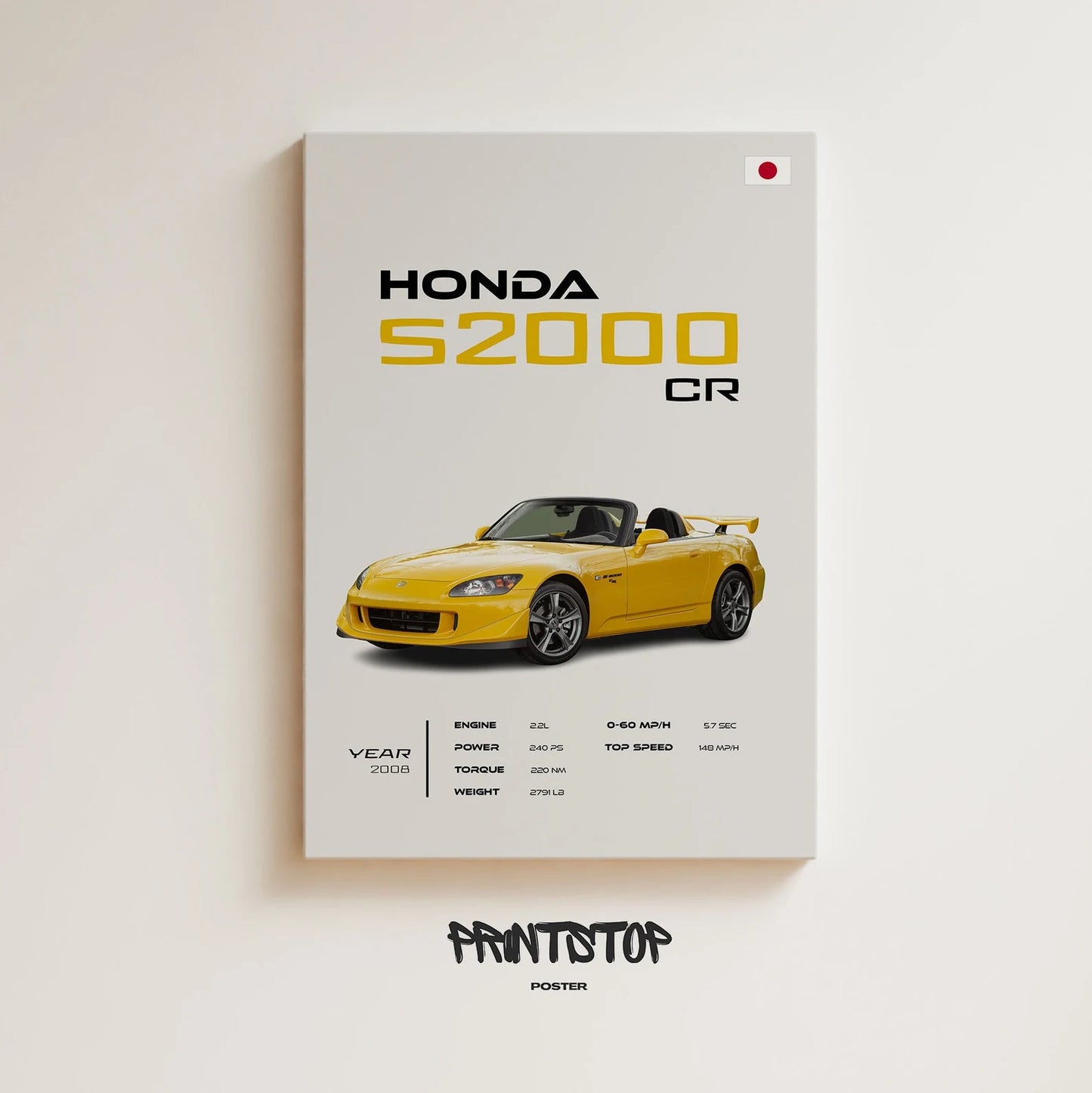 HONDA S2000 Poster : Luxury SUV Car Lover Print.
