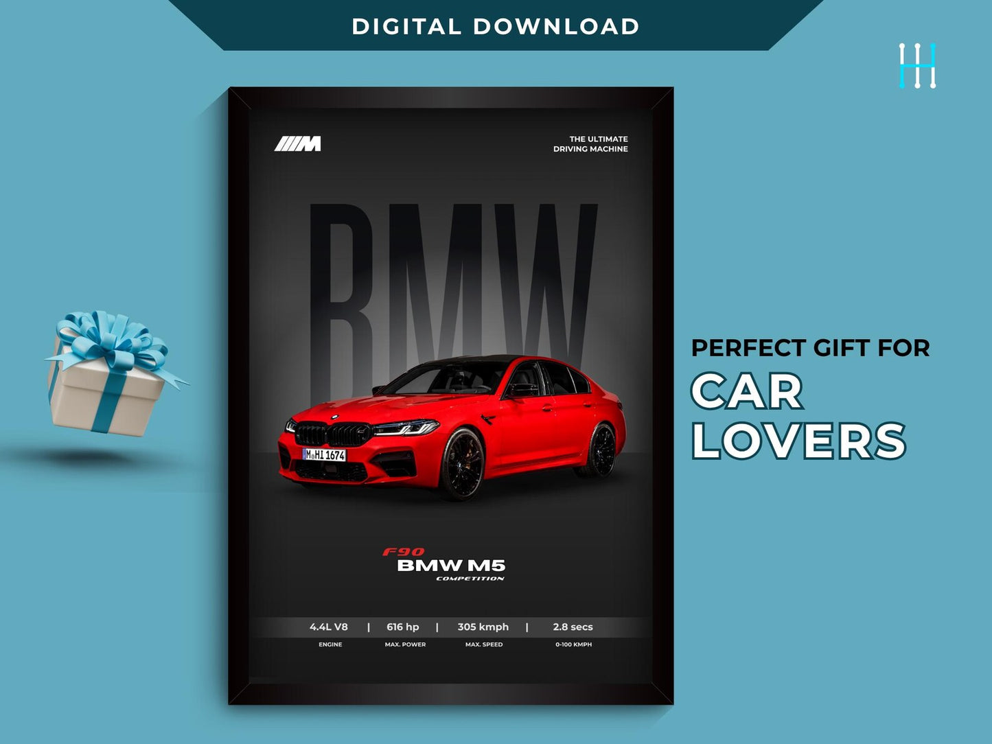 BMW M5 Poster : Luxury SUV Car Lover Print.
