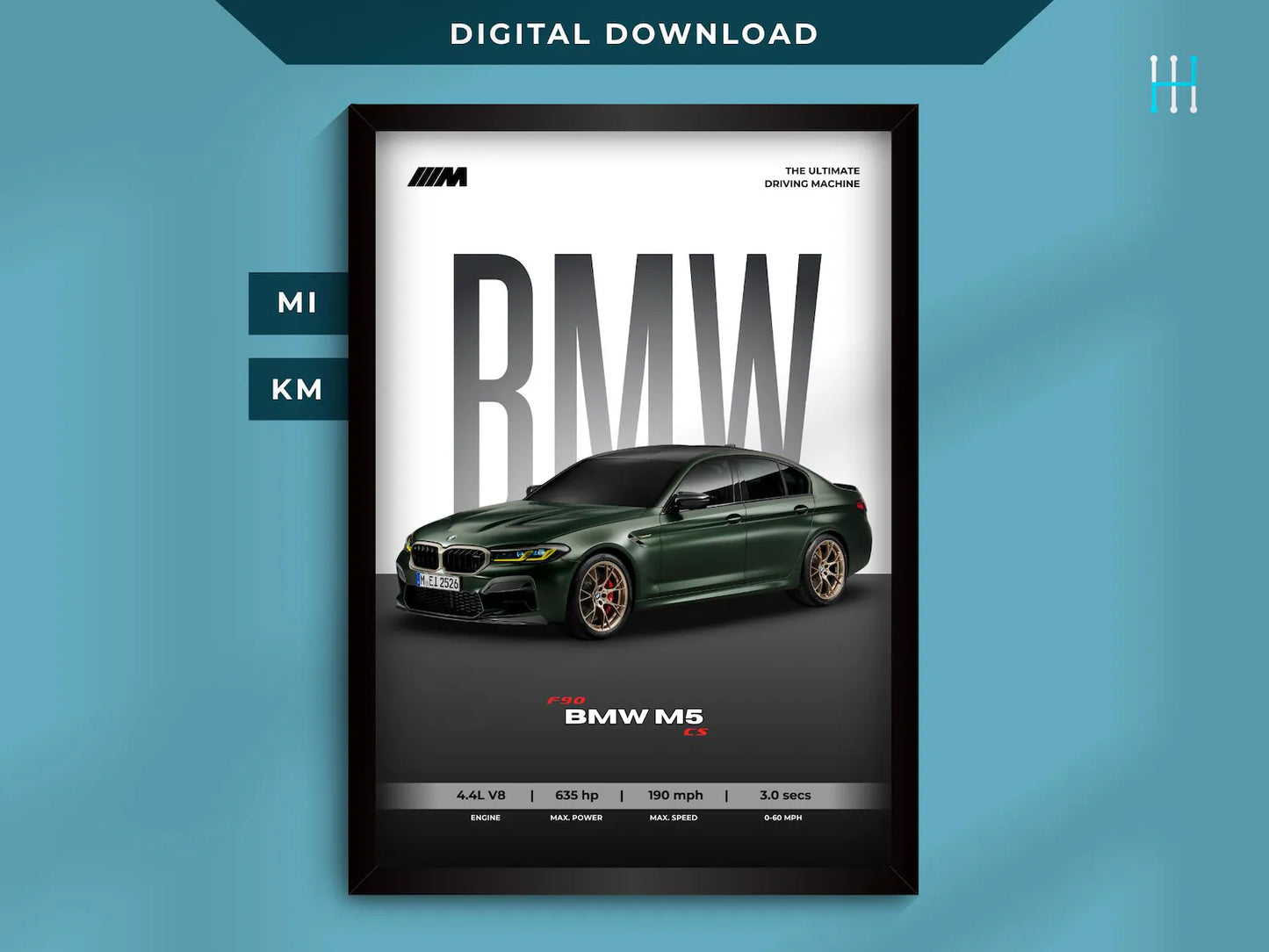 BMW M5 Poster : Luxury SUV Car Lover Print.