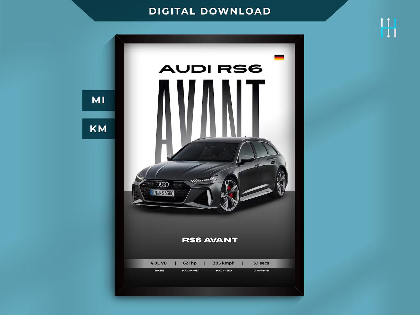 AUDI RS6 Poster : Luxury SUV Car Lover Print.