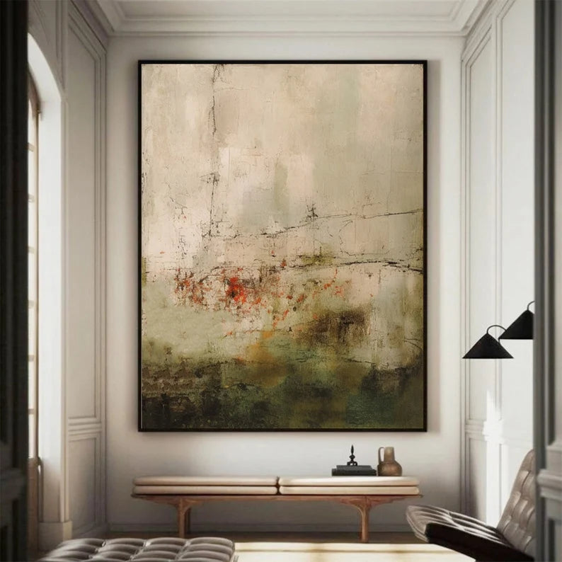 Abstract Painting Beige Grey Green Painting