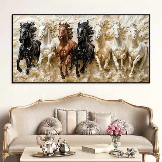3D Art Auspicious  wall art of Seven Running Horses