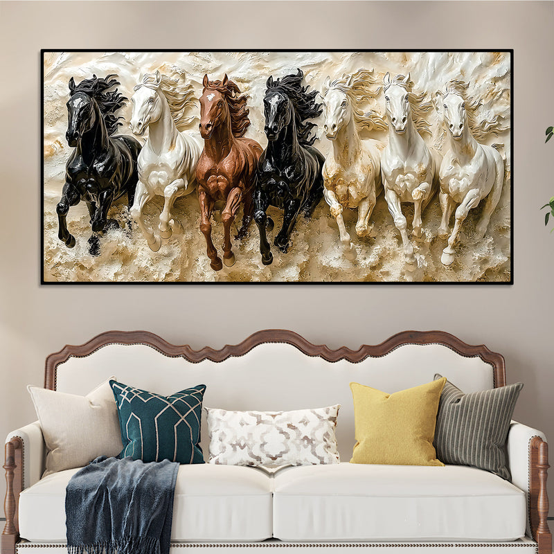 3D Art Auspicious  wall art of Seven Running Horses