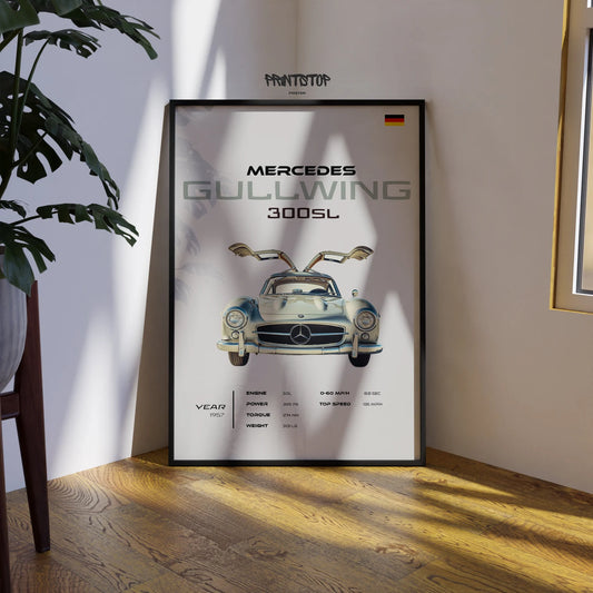 MERCEDES 300SL Poster  : Luxury SUV Car Lover Print.