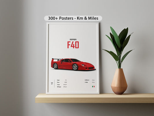 FERRARI F4O AMG Poster: Luxury SUV Car Lover Print.