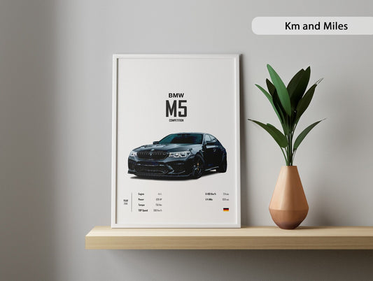 BMW M5 Poster: Luxury SUV Car Lover Print.
