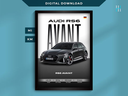 AUDI RS6 Poster  : Luxury SUV Car Lover Print.