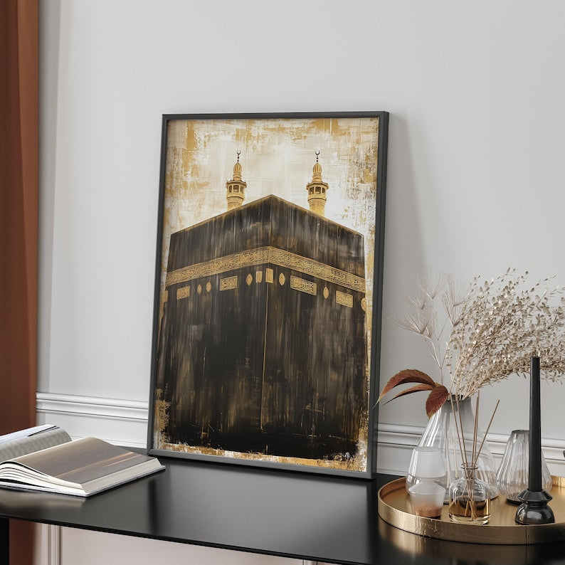 Set of 3 Kaaba, Masjid Nabwi & Dome of The Rock Vintage Islamic Holy Places Wall Art Prints | Al Aqsa Mosque Palestine | Makkah | Madinah