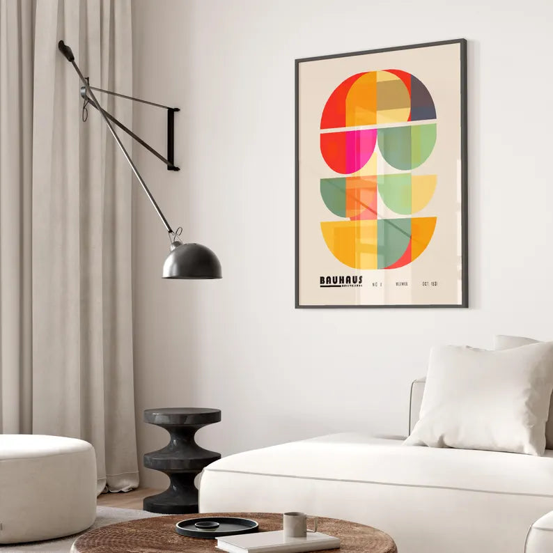 Bauhaus Print Colorful Boho Wall Art Midcentury Modern Geometric Poster