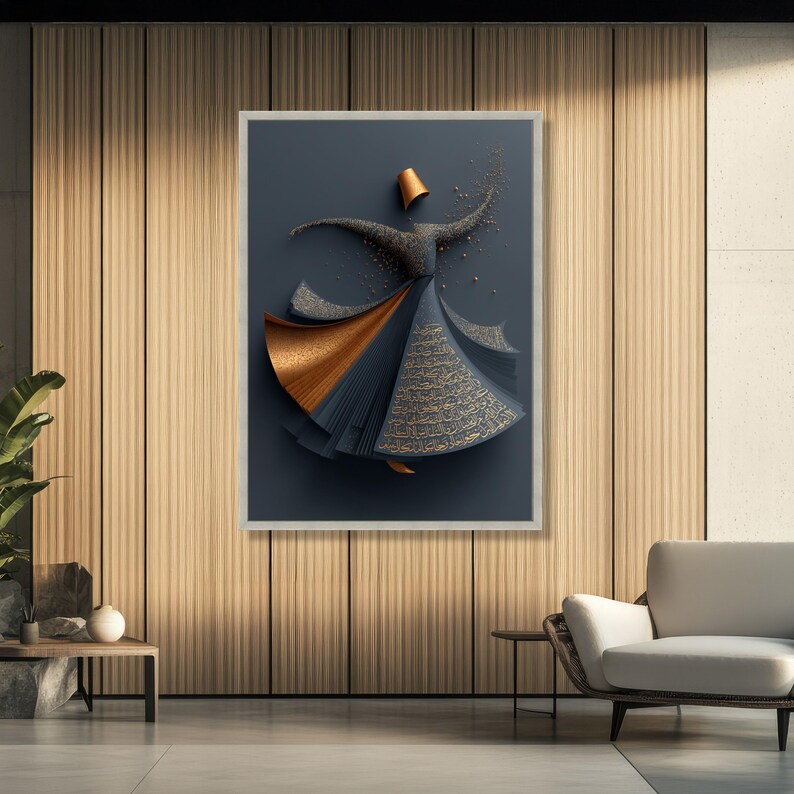Whirling Dervish Canvas, Sufi Dance Art