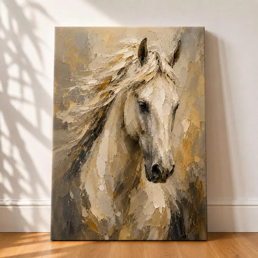 Horse Wall Art, White Horse Canvas Print, Horse Painting, Farmhouse Wall Decor,