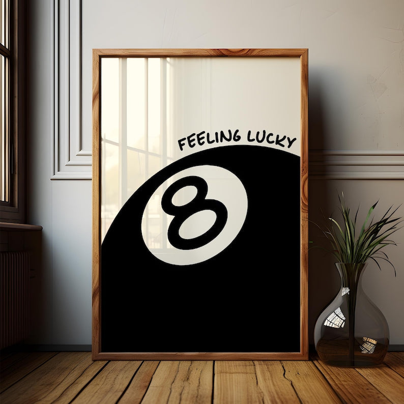 8 Ball Lucky Frame Set: Retro Black Decor