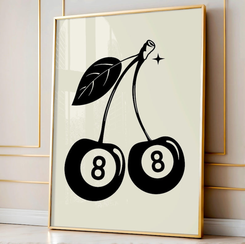 8 Ball Lucky Frame Set: Retro Black Decor